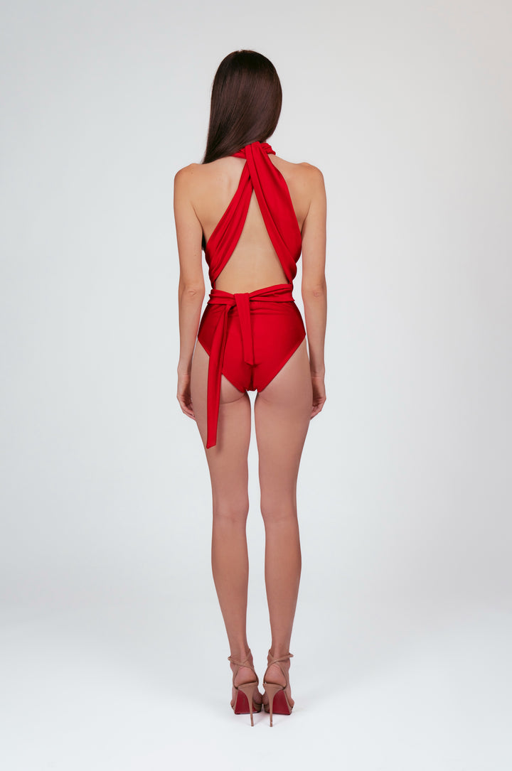 Red multiway swimsuit