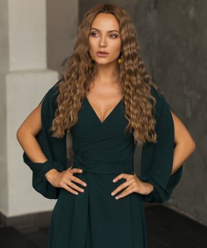 Green Wrap Over Prom Dress